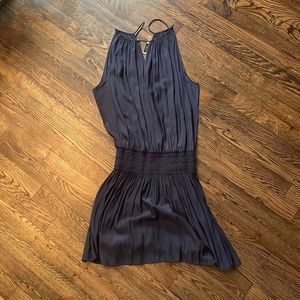 Ramy Brook high neck mini dress with string tie and key hole